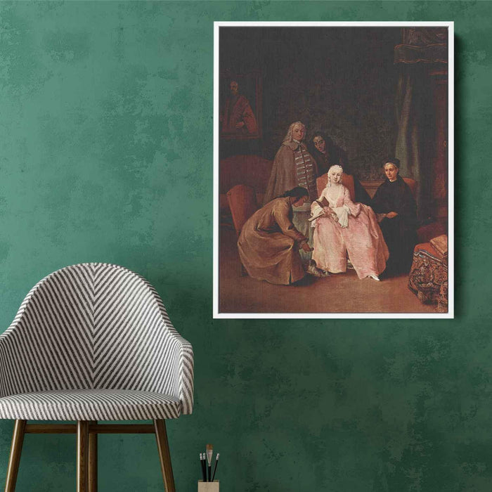 A Visit to a Lady (1746) by Pietro Longhi - Canvas Artwork