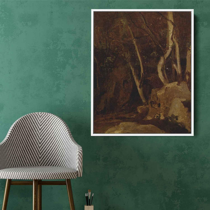 At Civita Castellana, Wooded Rocks by Camille Corot - Canvas Artwork