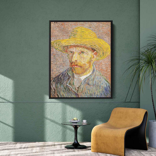 Self-Portrait with Straw Hat (1887) by Vincent van Gogh - Canvas Artwork