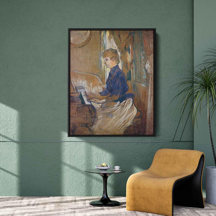 At the Piano Madame Juliette Pascal in the Salon of the Chateau de Malrome (1896) by Henri de Toulouse-Lautrec - Canvas Artwork