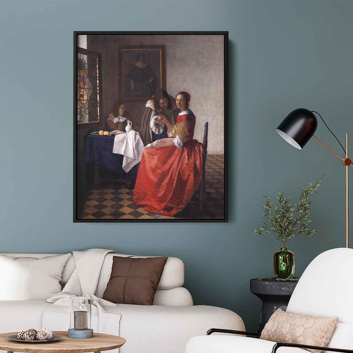 A Lady and Two Gentlemen (1659) by Johannes Vermeer - Canvas Artwork