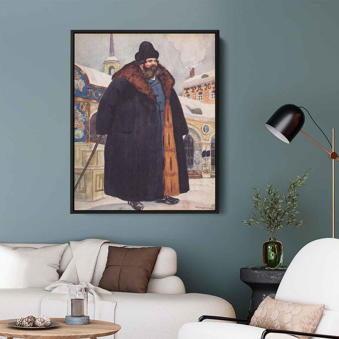 A merchant in a fur coat (1920) by Boris Kustodiev - Canvas Artwork