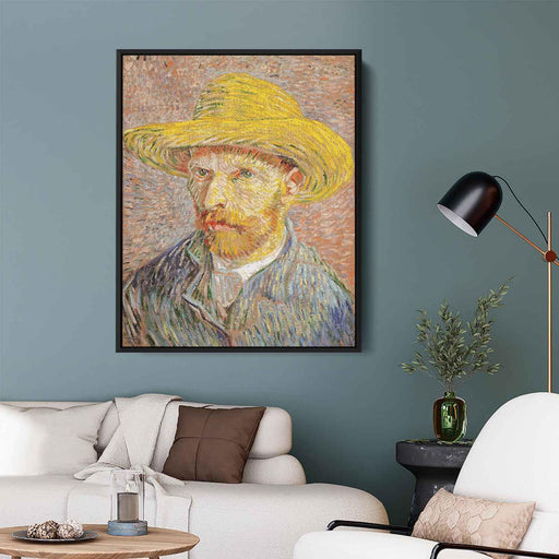 Self-Portrait with Straw Hat (1887) by Vincent van Gogh - Canvas Artwork