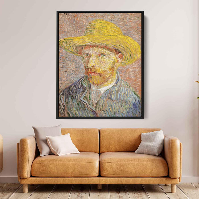 Self-Portrait with Straw Hat (1887) by Vincent van Gogh - Canvas Artwork