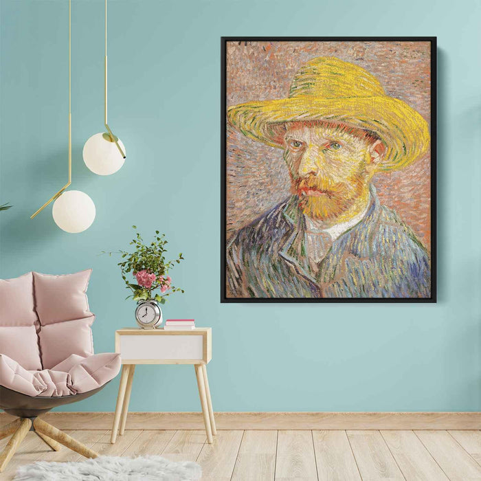 Self-Portrait with Straw Hat (1887) by Vincent van Gogh - Canvas Artwork