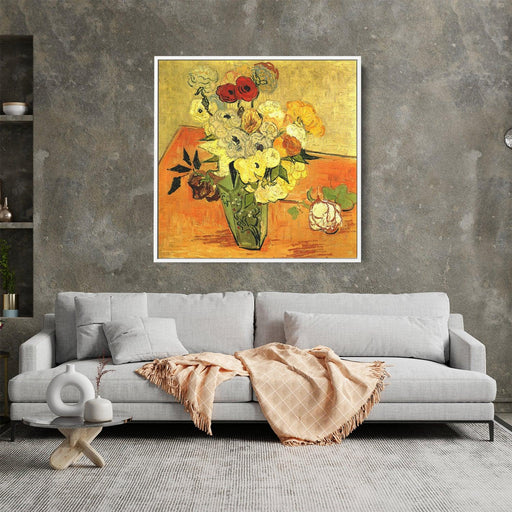 "Japanese Vase with Roses and Anemones" by Vincent van Gogh - Canvas Artwork