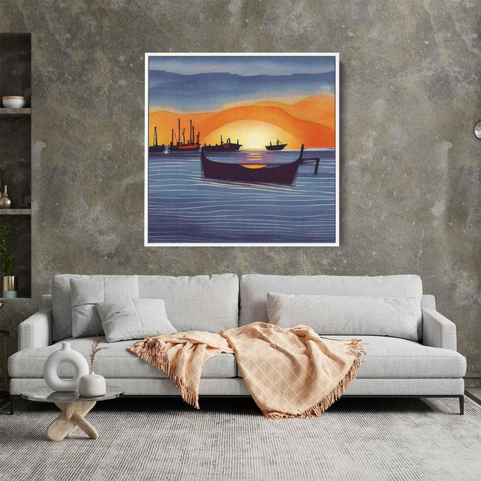 Line Art Sunset Boats #009 - Kanvah