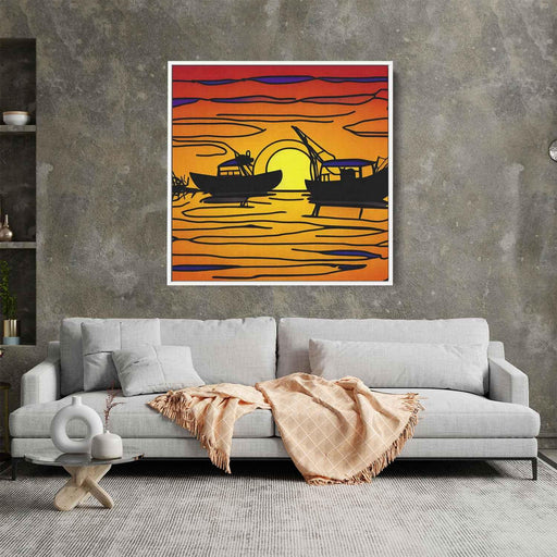 Line Art Sunset Boats #027 - Kanvah