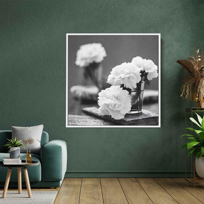 Black And White Photography Carnations #003 - Kanvah