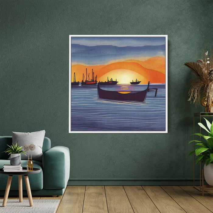Line Art Sunset Boats #009 - Kanvah