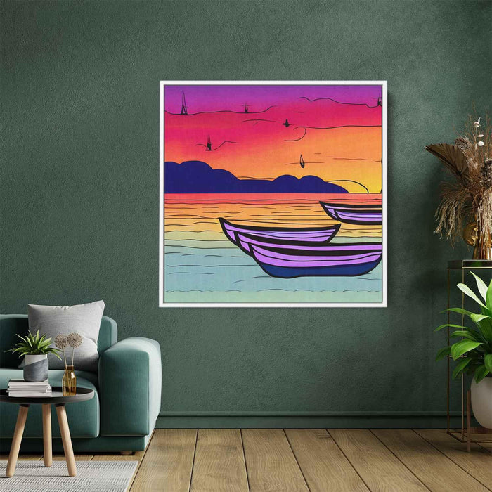 Line Art Sunset Boats #019 - Kanvah