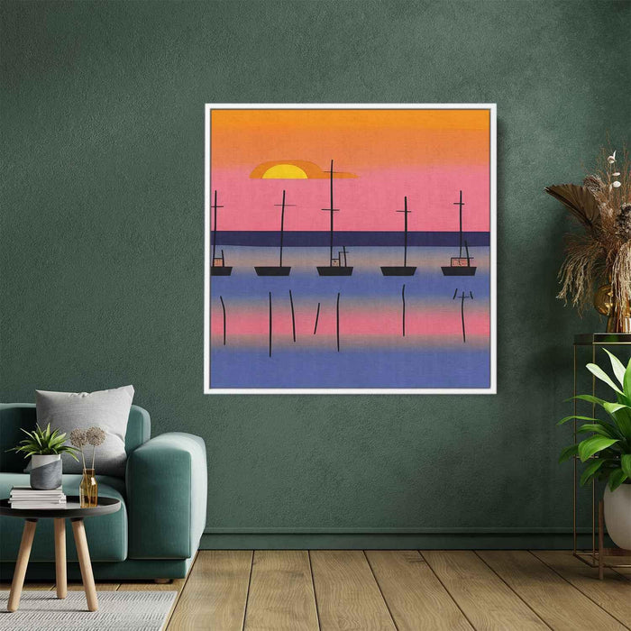 Line Art Sunset Boats #021 - Kanvah
