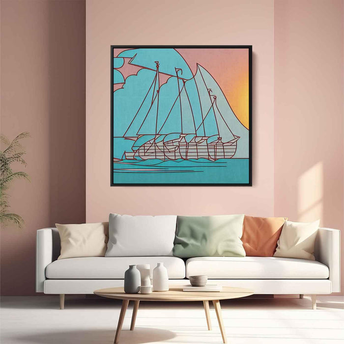 Line Art Sunset Boats #004 - Kanvah