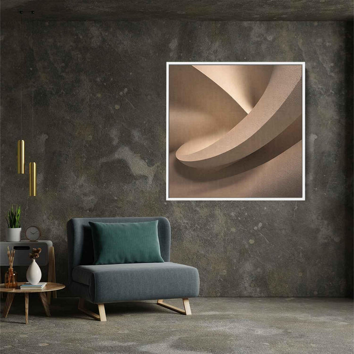 Beige Abstract Print #009 - Kanvah