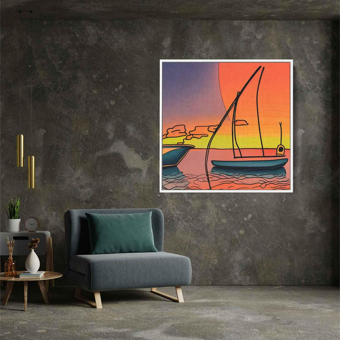 Line Art Sunset Boats #016 - Kanvah