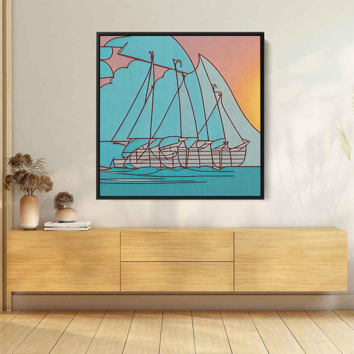 Line Art Sunset Boats #004 - Kanvah