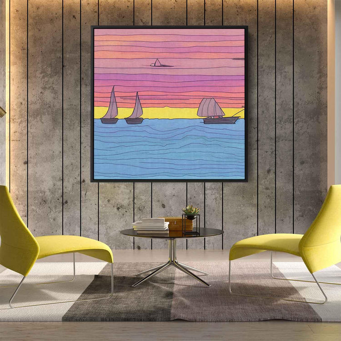 Line Art Sunset Boats #008 - Kanvah