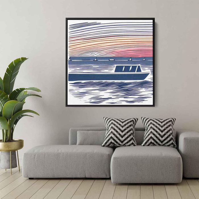 Line Art Sunset Boats #002 - Kanvah