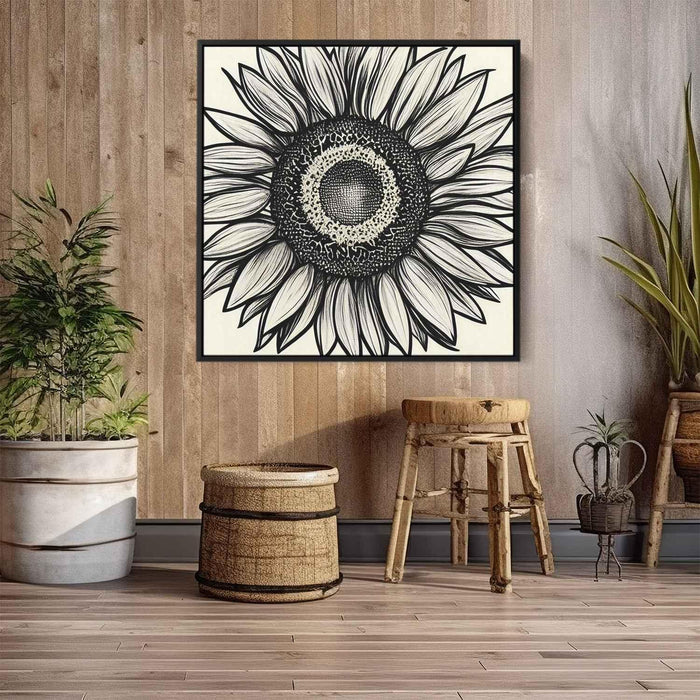 Line Art Sunflower #001 - Kanvah