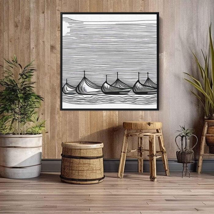Line Art Sunset Boats #018 - Kanvah