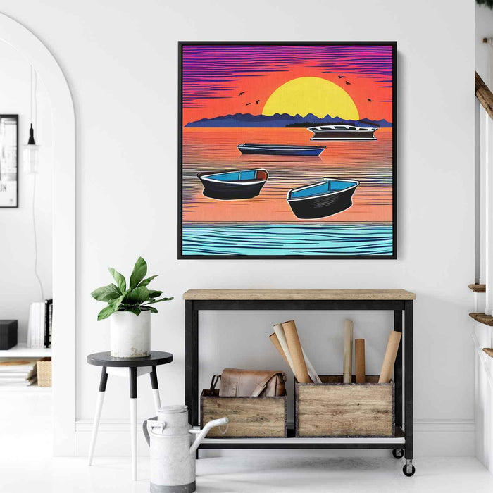 Line Art Sunset Boats #022 - Kanvah