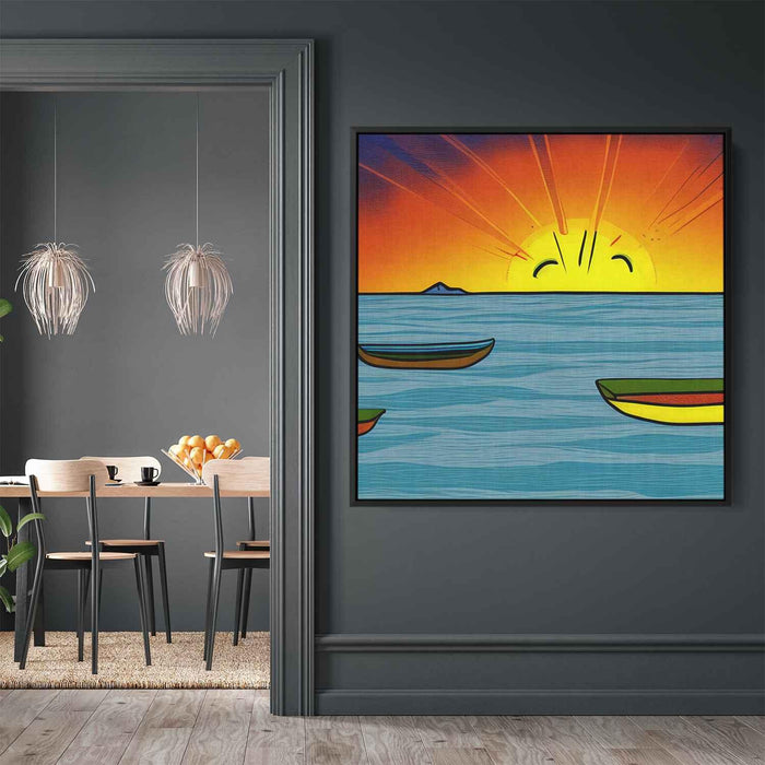 Line Art Sunset Boats #007 - Kanvah