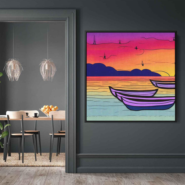 Line Art Sunset Boats #019 - Kanvah