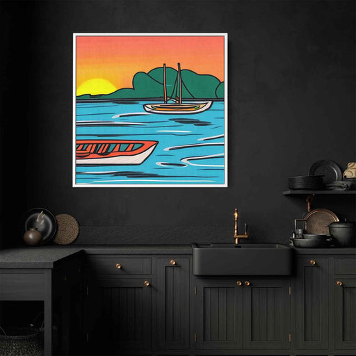 Line Art Sunset Boats #003 - Kanvah