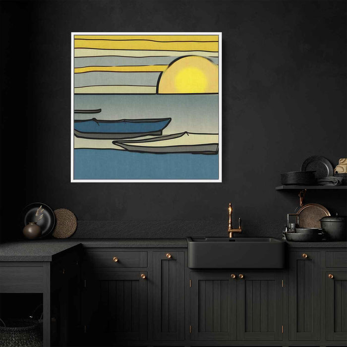 Line Art Sunset Boats #017 - Kanvah