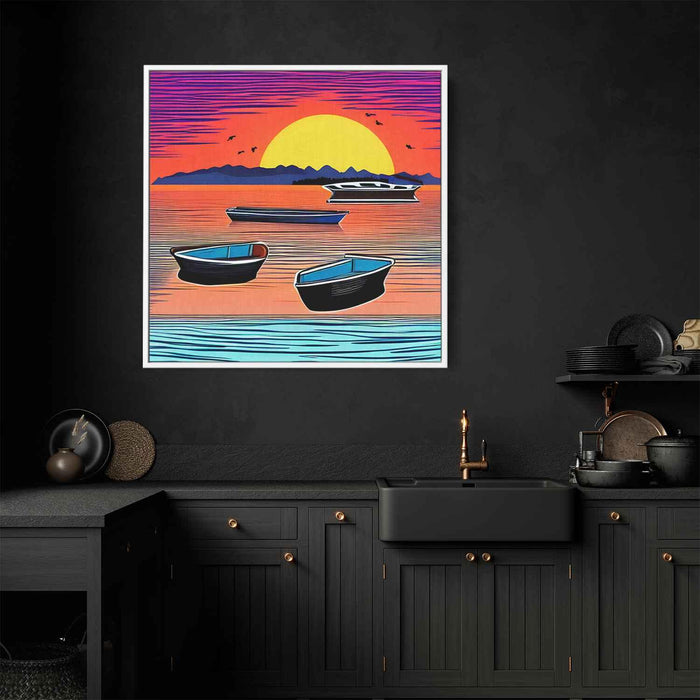 Line Art Sunset Boats #022 - Kanvah