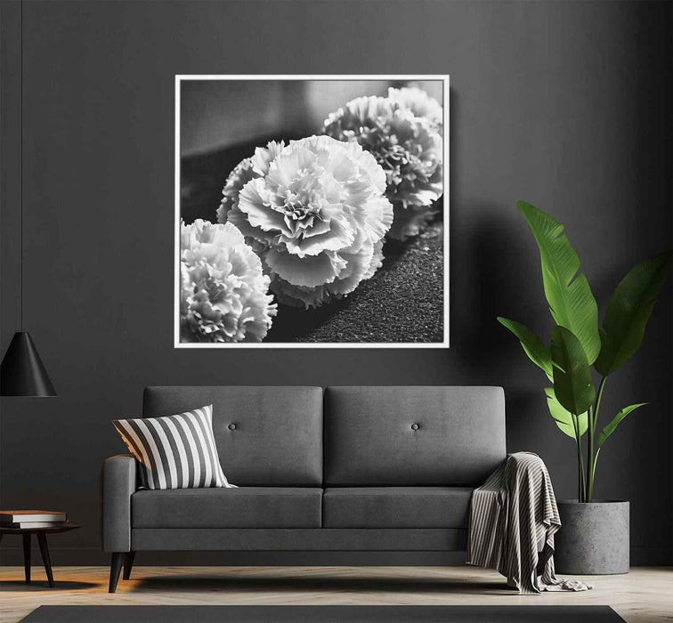 Black And White Photography Carnations #007 - Kanvah