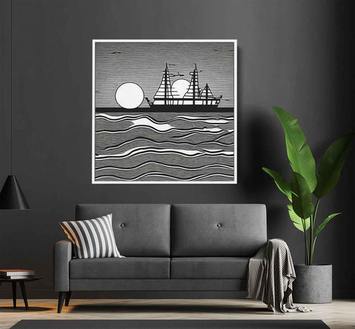 Line Art Sunset Boats #013 - Kanvah